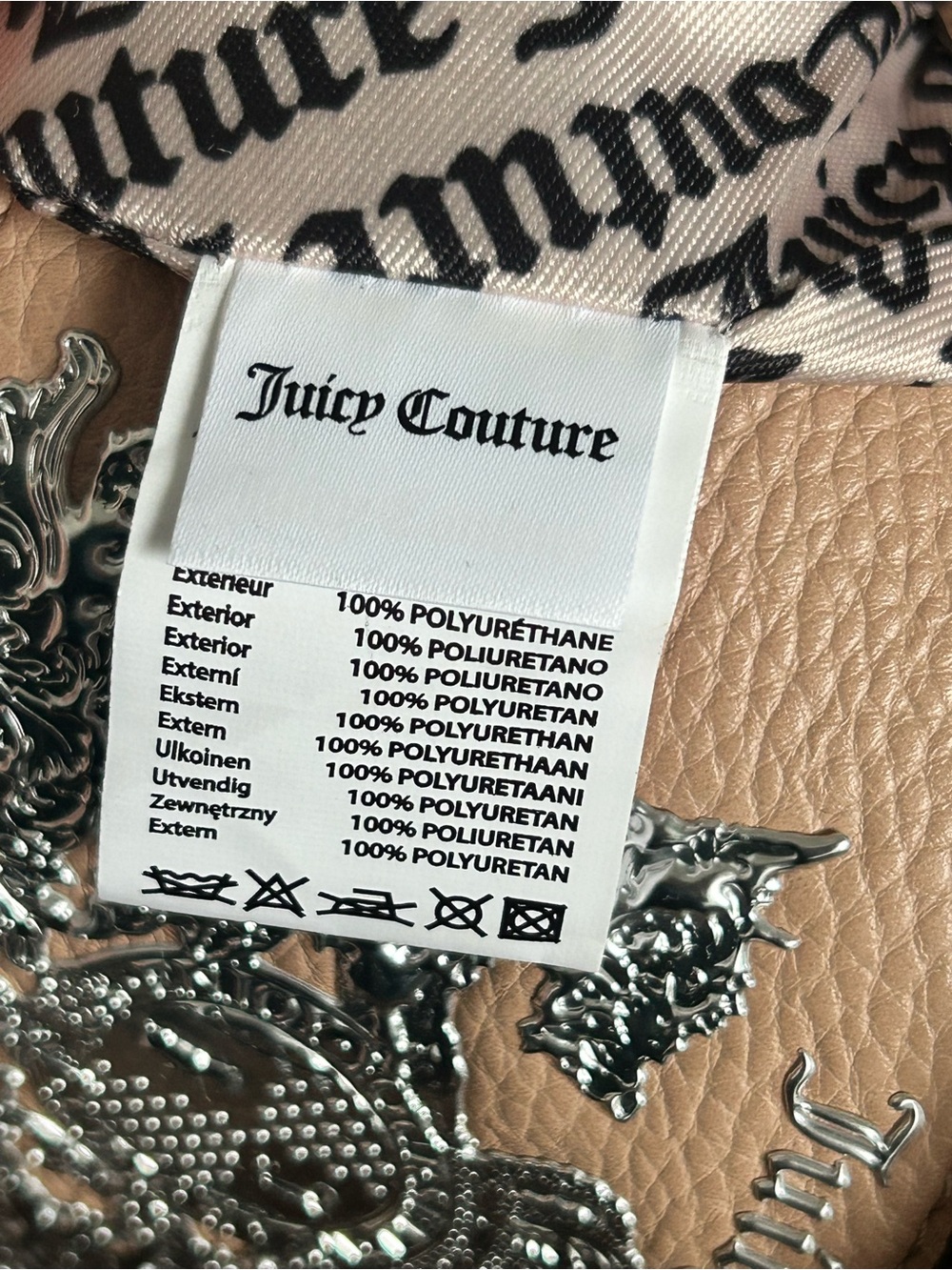 Juicy Couture Blush Pink Embossed Crest Heart Chain Shoulder Crossbody Bag - Picture 11 of 13